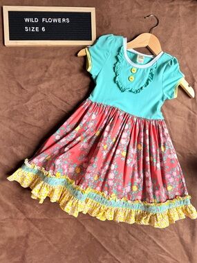 Wild Flowers Floral Knit Dress w/ Princess Ribbon Trim